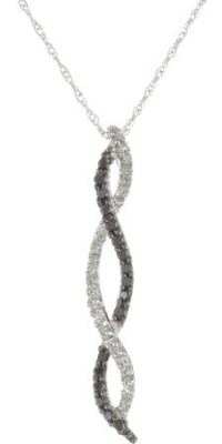 14k White Gold Diamond Twist Pendant Necklace (1/6 cttw, H-I Color, I1-I2 Clarity), 18 14k White Gold Diamond Twist Pendant Necklace (1/6 cttw, H-I Color, I1-I2 Clarity), 18