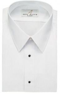 Neil Allyn Men's Tuxedo Shirt Poly/Cotton Laydown Collar 1/8 Inch Pleat