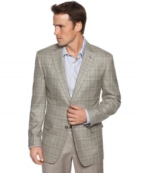 Finish off your dress look with this handsome plaid blazer from Tasso Elba. Finish off your dress look with this handsome plaid blazer from Tasso Elba.