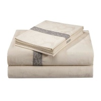 Natori Lotus Temple 300 Thread Count Viscose Derived from Bamboo/Cotton Flat Sheet, Pearl, King Natori Lotus Temple 300 Thread Count Viscose Derived from Bamboo/Cotton Flat Sheet, Pearl, King