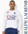 Celebrate the athletic spirit of the 2012 Olympic Games with this patriotic long-sleeved cotton T-shirt accented with sporty numerals and graphics.