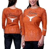 NCAA Texas Longhorns Ladies Allover Three Quarter Sleeve Rhinestone T-Shirt - Burnt Orange (Medium) NCAA Texas Longhorns Ladies Allover Three Quarter Sleeve Rhinestone T-Shirt - Burnt Orange (Medium)
