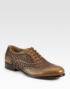 Charming woven detail makes this lace-up design one step ahead of rest, crafted in Italian leather.Leather upperPadded insoleLeather soleMade in Italy