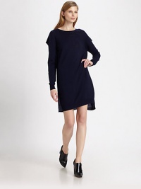 Merino wool sweaterdress in a relaxed silhouette with a boatneck and unique overlays at the shoulders. BoatneckOverlay at back of shouldersLong sleeves and banded cuffsAbout 18 from natural waistMerino woolDry cleanImportedModel shown is 5'10 (177cm) wearing US size Small. Merino wool sweaterdress in a relaxed silhouette with a boatneck and unique overlays at the shoulders. BoatneckOverlay at back of shouldersLong sleeves and banded cuffsAbout 18 from natural waistMerino woolDry cleanImportedModel shown is 5'10 (177cm) wearing US size Small.