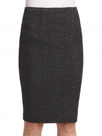 THE LOOKInvisible back zip closureWaist dartsTHE FITAbout 23 from natural waistTHE MATERIAL68% cotton/32% woolPolyester liningCARE & ORIGINDry cleanImported THE LOOKInvisible back zip closureWaist dartsTHE FITAbout 23 from natural waistTHE MATERIAL68% cotton/32% woolPolyester liningCARE & ORIGINDry cleanImported