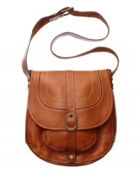 Crafted from supple Italian leather and finished with burned edges and antique brass hardware, the vintage-inspired Barcelona saddle bag has a uniqueness that's pure Patricia Nash. Crafted from supple Italian leather and finished with burned edges and antique brass hardware, the vintage-inspired Barcelona saddle bag has a uniqueness that's pure Patricia Nash.