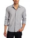 Kenneth Cole Men's Covered Placket Stripe Shirt