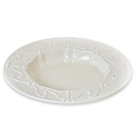 Feminine and sophisticated. Off-white porcelain body with white embossing. Dishwasher and microwave safe. Feminine and sophisticated. Off-white porcelain body with white embossing. Dishwasher and microwave safe.