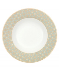 Perfect for casual dining or formal entertaining, this collection features a blend of gilded opulence and sophisticated style. Cheerful flower blossoms float gracefully across white bone china and gold and aqua filigree patterns as this lively set enhances your tabletop. Perfect for casual dining or formal entertaining, this collection features a blend of gilded opulence and sophisticated style. Cheerful flower blossoms float gracefully across white bone china and gold and aqua filigree patterns as this lively set enhances your tabletop.