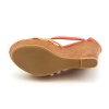 Material Girl Women's Tyler T-Strap Wedge Sandals in Coral