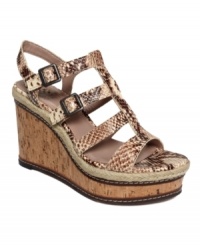 Gain mega height from the masterful Serafina sandals by Vince Camuto. Beautifully finished straps atop an espadrille-trimmed cork heel are just what your warm-weather wardrobe is missing. Gain mega height from the masterful Serafina sandals by Vince Camuto. Beautifully finished straps atop an espadrille-trimmed cork heel are just what your warm-weather wardrobe is missing.