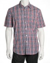 Club Room Plaid Red, White and Blue Button Down Shirt