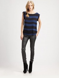Bold stripes add just the right graphic pop to this casual silk style.BoatneckRolled sleevesPullover styleAbout 24 from shoulder to hemSilkDry cleanImportedModel shown is 5'9 (175cm) wearing US size Small. Bold stripes add just the right graphic pop to this casual silk style.BoatneckRolled sleevesPullover styleAbout 24 from shoulder to hemSilkDry cleanImportedModel shown is 5'9 (175cm) wearing US size Small.