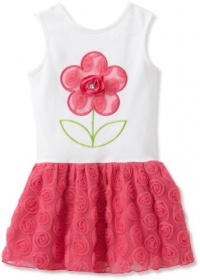 Sweet Heart Rose Girls 2-6X Knit Sundress with Flower Applique, Pink/White, 2T Sweet Heart Rose Girls 2-6X Knit Sundress with Flower Applique, Pink/White, 2T