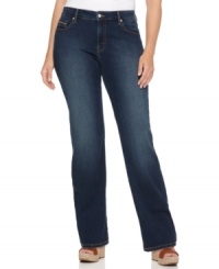 A slimming panel lends an ultra-flattering fit to Levi's 512 plus size jeans, featuring a straight leg design. A slimming panel lends an ultra-flattering fit to Levi's 512 plus size jeans, featuring a straight leg design.
