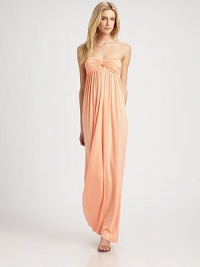 Empire waist and allover shirring add effortless elegance to this strapless jersey maxi dress. StraplessFront keyhole detailEmpire waistAllover shirringAbout 42 from natural waist92% modal/8% spandexDry cleanMade in USAModel shown is 5'10 (177cm) wearing US size Small. Empire waist and allover shirring add effortless elegance to this strapless jersey maxi dress. StraplessFront keyhole detailEmpire waistAllover shirringAbout 42 from natural waist92% modal/8% spandexDry cleanMade in USAModel shown is 5'10 (177cm) wearing US size Small.