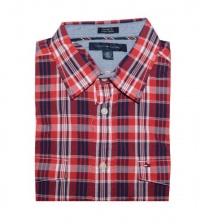 Tommy Hilfiger Men Custom Fit Short Sleeve Check Plaid Shirt Tommy Hilfiger Men Custom Fit Short Sleeve Check Plaid Shirt