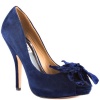 Badgley Mischka Women's Maribelle Peep-Toe Pump,Navy Suede,9 M US