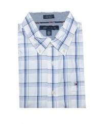 Tommy Hilfiger Men Short Sleeve Custom Fit Check Plaid Shirt Tommy Hilfiger Men Short Sleeve Custom Fit Check Plaid Shirt