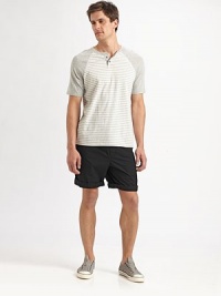 An ideal option, day or night, crafted in plush cotton with bold stripes and raglan sleeves.CrewneckTwo-button placketCottonMachine washImported An ideal option, day or night, crafted in plush cotton with bold stripes and raglan sleeves.CrewneckTwo-button placketCottonMachine washImported