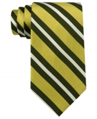 A sea of stripes make a swimming addition to this sharp silk tie from Nautica. A sea of stripes make a swimming addition to this sharp silk tie from Nautica.