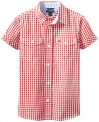 Tommy Hilfiger Boys 2-7 Short Sleeve Scott Shirt, Bleached Red, 05 Regular Tommy Hilfiger Boys 2-7 Short Sleeve Scott Shirt, Bleached Red, 05 Regular
