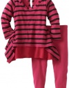 Splendid Littles Baby-Girls Newborn Venice Stripe Tunic Set, Raspberry, 6-12