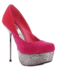 Mega high and majorly metallic, Two Lips' Valentine platform pumps will put the shine in your step. Check out that metal heel! Mega high and majorly metallic, Two Lips' Valentine platform pumps will put the shine in your step. Check out that metal heel!