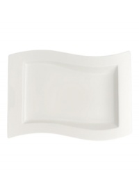 Explore new shapes for your table with dinner plates from Villeroy & Boch's innovative dinnerware and dishes collection in fine white china. Distinguished by angular shapes in fluid wave designs, pieces work together creating a host of options for imaginative presentation. Explore new shapes for your table with dinner plates from Villeroy & Boch's innovative dinnerware and dishes collection in fine white china. Distinguished by angular shapes in fluid wave designs, pieces work together creating a host of options for imaginative presentation.