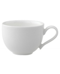 Fresh modern from Villeroy & Boch dinnerware. The dishes in this set are sheer white china in a clean round shape that inspires simply harmonious dining. A soft fluidity and radiant glaze give this after-dinner cup quiet elegance and lasting appeal. Fresh modern from Villeroy & Boch dinnerware. The dishes in this set are sheer white china in a clean round shape that inspires simply harmonious dining. A soft fluidity and radiant glaze give this after-dinner cup quiet elegance and lasting appeal.