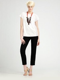 EXCLUSIVELY AT SAKS. Show off a sleek silhouette of Italian satin in this cheeky capri style. Band waist Concealed side zip Inseam, about 28¼ Cotton/elastene; dry clean Imported of Italian fabricOUR FIT MODEL RECOMMENDS ordering true size.. EXCLUSIVELY AT SAKS. Show off a sleek silhouette of Italian satin in this cheeky capri style. Band waist Concealed side zip Inseam, about 28¼ Cotton/elastene; dry clean Imported of Italian fabricOUR FIT MODEL RECOMMENDS ordering true size..