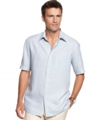 Comfort gets dressed up with this stylish silk-blend shirt from Tasso Elba.