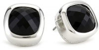 T Tahari Silver Tone Jet Crystal Singnature Stud Earrings T Tahari Silver Tone Jet Crystal Singnature Stud Earrings