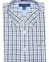 Tommy Hilfiger Men Custom Fit Plaid Short Sleeve Logo Shirt