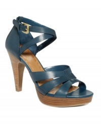 Incorporate a new neutral into your wardrobe. The Trina sandals by Tahari combine luxurious hues of leather with a stacked platform and heel. Incorporate a new neutral into your wardrobe. The Trina sandals by Tahari combine luxurious hues of leather with a stacked platform and heel.
