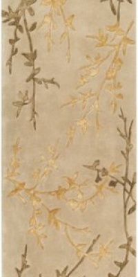 Tamira Taupe Wool Rug w Branches Design - TAM-1004 (2 ft. 6 in. x 8 ft. Runner) Tamira Taupe Wool Rug w Branches Design - TAM-1004 (2 ft. 6 in. x 8 ft. Runner)