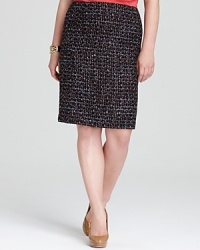 Infuse your workweek repertoire with classic femininity in a Lafayette 148 New York Plus tweed skirt, finished with vibrant threading for modern edge. Infuse your workweek repertoire with classic femininity in a Lafayette 148 New York Plus tweed skirt, finished with vibrant threading for modern edge.