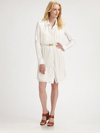 A beloved design with the idyllic combination of military epaulettes and feminine features like flattering gathered details and a curved back hem. Collar neckEpaulettesButton cuffs on long sleevesButton frontBelt includedCurved back hemAbout 19 from natural waistCotton; panels: viscoseDry cleanImported Model shown is 5'10½ (179cm) wearing US size 4. A beloved design with the idyllic combination of military epaulettes and feminine features like flattering gathered details and a curved back hem. Collar neckEpaulettesButton cuffs on long sleevesButton frontBelt includedCurved back hemAbout 19 from natural waistCotton; panels: viscoseDry cleanImported Model shown is 5'10½ (179cm) wearing US size 4.