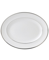 The heirloom-quality Sterling dinnerware and dishes pattern by Wedgwood is designed for formal entertaining, in pristine white bone china banded with polished platinum. The heirloom-quality Sterling dinnerware and dishes pattern by Wedgwood is designed for formal entertaining, in pristine white bone china banded with polished platinum.
