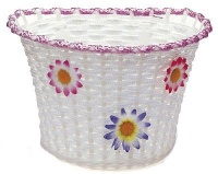 Sunlite Large Front Bicycle Basket 11 x 8 x 7.25 White With Flowers Sunlite Large Front Bicycle Basket 11 x 8 x 7.25 White With Flowers