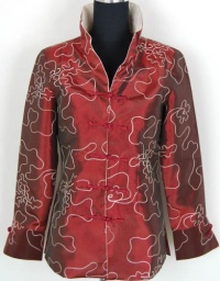 Shanghai Tone® Grace Women Embroidered Jacket Burgundy Available Sizes: 0, 2, 4, 6, 8, 10, 12, 14, 16, 18, 20