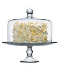 An indispensable accessory for entertaining, this glass cake stand makes an elegant presentation of cakes, tarts, pies and more. Dome cover keeps your treats fresher, longer. An indispensable accessory for entertaining, this glass cake stand makes an elegant presentation of cakes, tarts, pies and more. Dome cover keeps your treats fresher, longer.