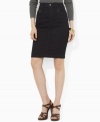 Lauren Jeans Co.'s sleek pencil skirt is rendered in stretch denim for easy, casual style. (Clearance)