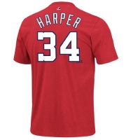 MLB Washington Nationals Bryce Harper 34 Men's Short Sleeve Tee, Athletic Red MLB Washington Nationals Bryce Harper 34 Men's Short Sleeve Tee, Athletic Red
