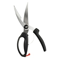 The GOOD GRIPS Poultry Shears by OXO perfectly combine professional-quality cutting and soft, comfortable grips. The curved, tapered and micro-serrated blades access hard to reach places and prevent slipping. The handle loop and bolster prevent your hand from slipping forward while cutting, and the spring-loaded handle prevents hand strain. The GOOD GRIPS Poultry Shears by OXO perfectly combine professional-quality cutting and soft, comfortable grips. The curved, tapered and micro-serrated blades access hard to reach places and prevent slipping. The handle loop and bolster prevent your hand from slipping forward while cutting, and the spring-loaded handle prevents hand strain.