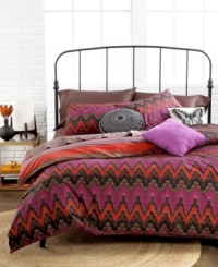 Vibrant and dark hues intertwine on this Southern Plains duvet cover set for a dramatic presentation on your bed. An allover zigzag pattern reverses to striped details for a contrasting effect and coordinating shams complete the modern look. Vibrant and dark hues intertwine on this Southern Plains duvet cover set for a dramatic presentation on your bed. An allover zigzag pattern reverses to striped details for a contrasting effect and coordinating shams complete the modern look.