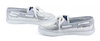 Sperry Bahama Silver Sequins Top-Sider Loafers 2-Eye Lace-Up Sneakers Sperry Bahama Silver Sequins Top-Sider Loafers 2-Eye Lace-Up Sneakers