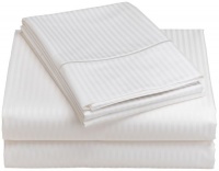 Renaissance Collection 600-Thread-Count Woven Cotton Stripe King Sheet Set, White Renaissance Collection 600-Thread-Count Woven Cotton Stripe King Sheet Set, White