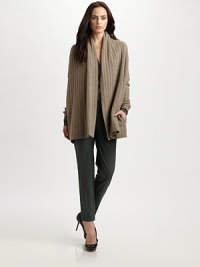 Chunky cable-knit crafted from a rich blend of wool and yak in a draped scarf-neck style.Scarf necklineDropped shouldersOpen frontSlash pocketsRibbed trimAbout 28 from shoulder to hem50% yak/50% woolDry cleanImportedModel shown is 5'9½ (176cm) wearing US size Small. Chunky cable-knit crafted from a rich blend of wool and yak in a draped scarf-neck style.Scarf necklineDropped shouldersOpen frontSlash pocketsRibbed trimAbout 28 from shoulder to hem50% yak/50% woolDry cleanImportedModel shown is 5'9½ (176cm) wearing US size Small.
