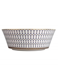 Embellished with intricate garlands, oval links and a fanciful dragon motif, this Wedgwood dinnerware evokes Europe's glorious Renaissance period. Rendered in deep blue and gold to transform any formal meal into a spectacular royal gala. Embellished with intricate garlands, oval links and a fanciful dragon motif, this Wedgwood dinnerware evokes Europe's glorious Renaissance period. Rendered in deep blue and gold to transform any formal meal into a spectacular royal gala.